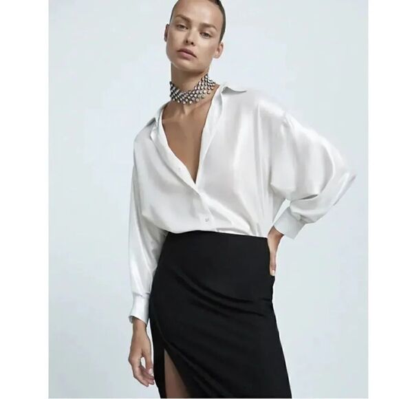 ZARA FLOWY SPARKLE TOP BLOUSE - Picture 1 of 8